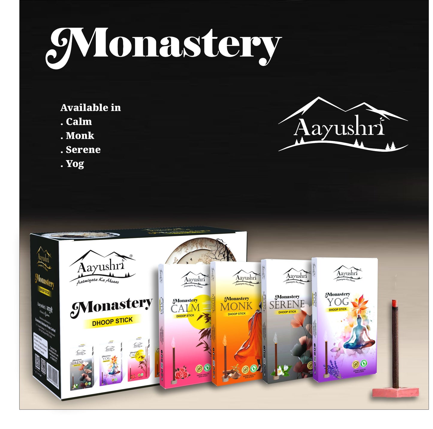 Monastery: Mix Pack (Charcoal free Dhoop Stick) 12 Nos.